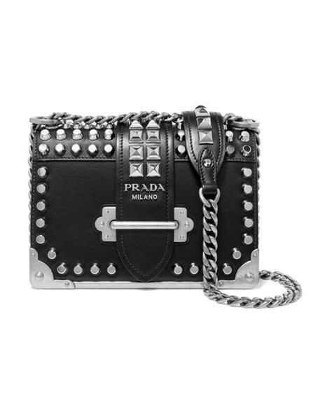 Prada Cahier Studded Bag Black Leather – Queen Station